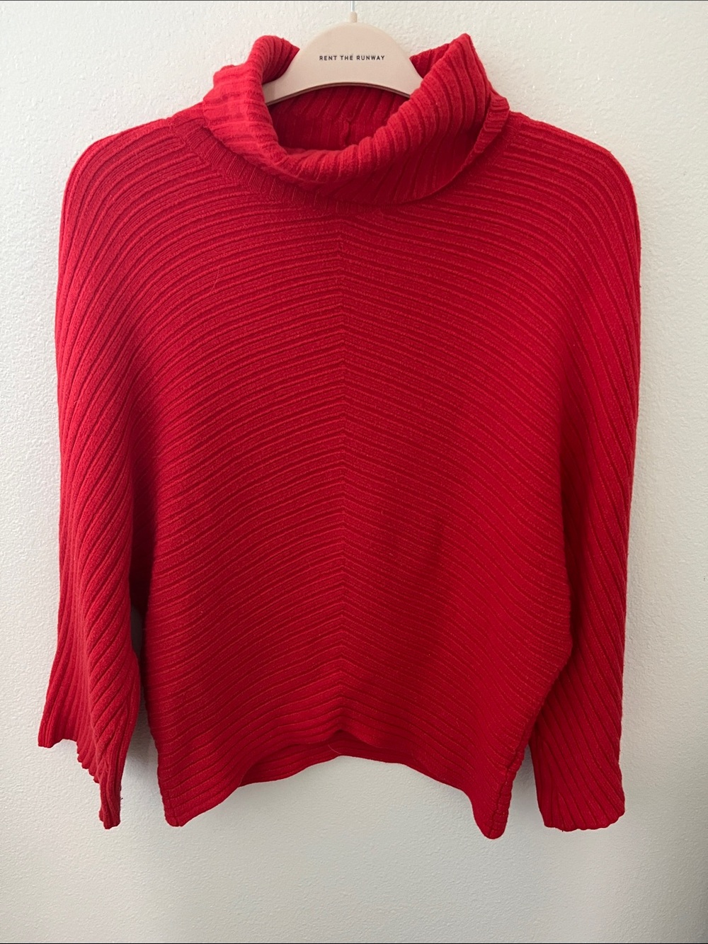 Moth Red Ribbed Cowl Neck Sweater
